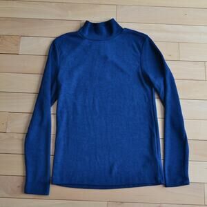 NWT LuLaRoe Penelope Knit Mock Neck Long Sleeve Tee Shirt Size Medium Navy Blue